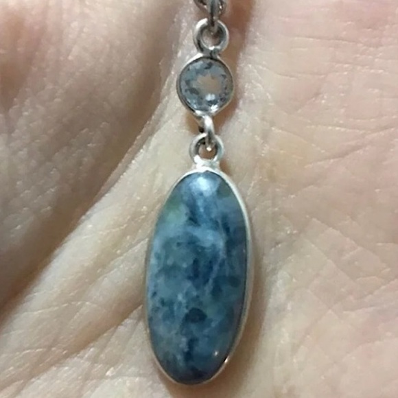 New Sterling Silver Mermaid Kyanite Short Necklace Pendant Topaz Accent Crystal - Picture 4 of 13